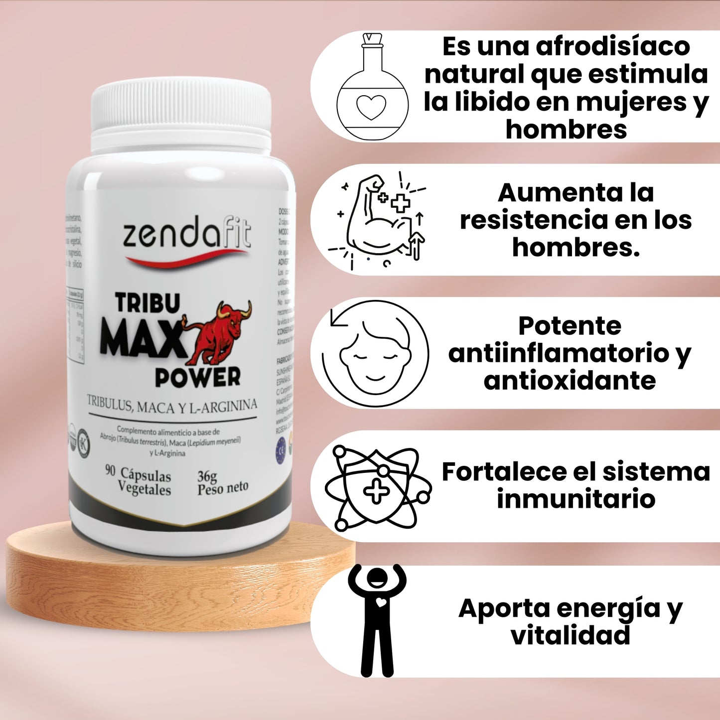 Tribu Max Power-  Potenciador Sexual y Energético (Tribulus + Maca + L-Arginina)