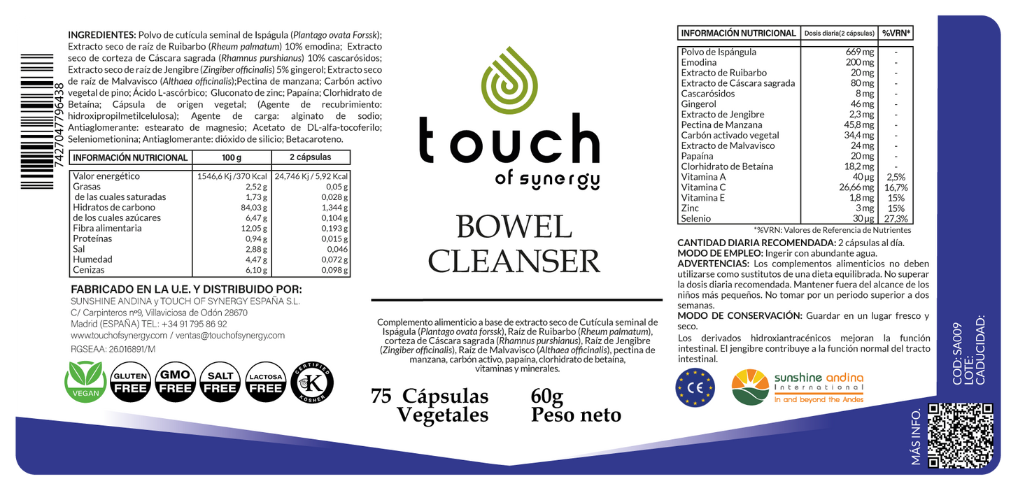 Bowel Cleanser (Limpiador intestinal) - 75 cápsulas vegetales