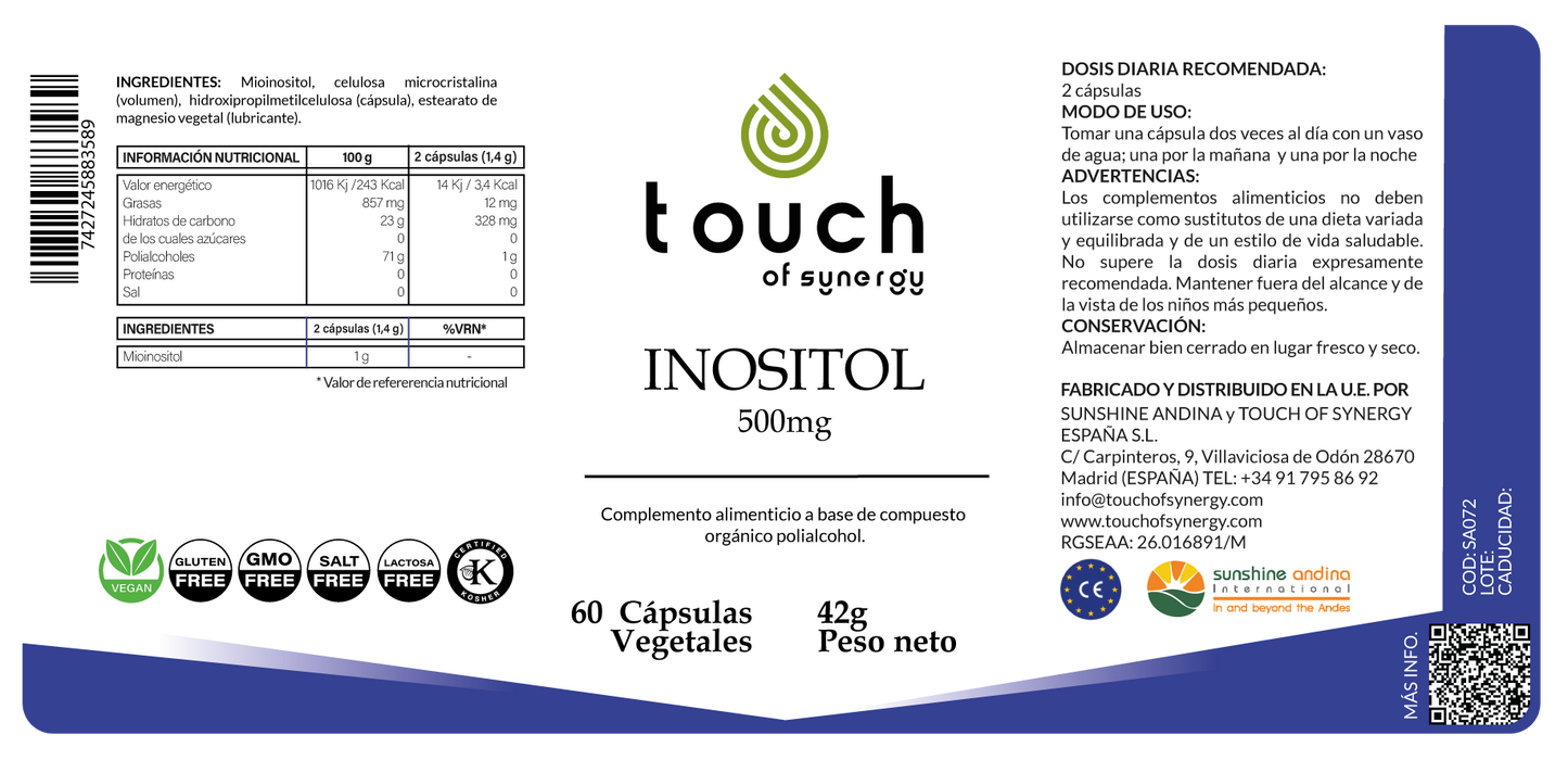 Inositol (Vitamina B8) - 60 cápsulas vegetales
