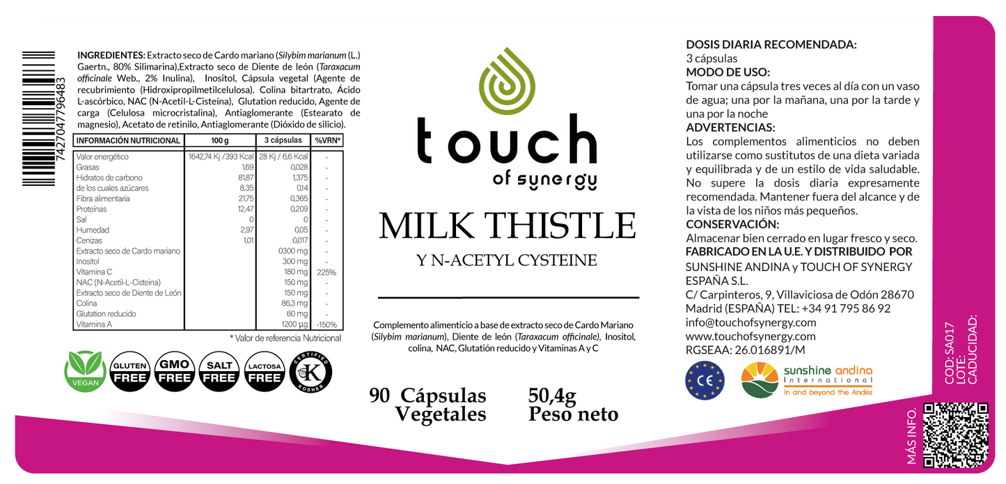 Milk Thistle and N-Acetyl-Cysteína (Cardo Mariano) - 90 cápsulas