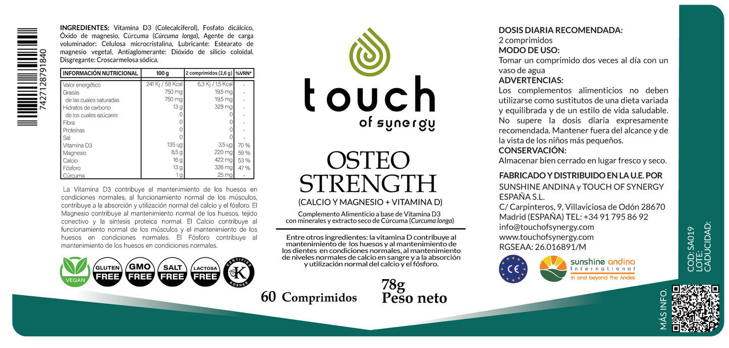 Osteo Strength (Calcio y Magnesio con Vitamina D) - 60 tabletas