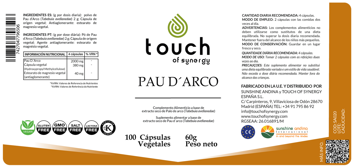 Palo de Arco - 100 cápsulas vegetales