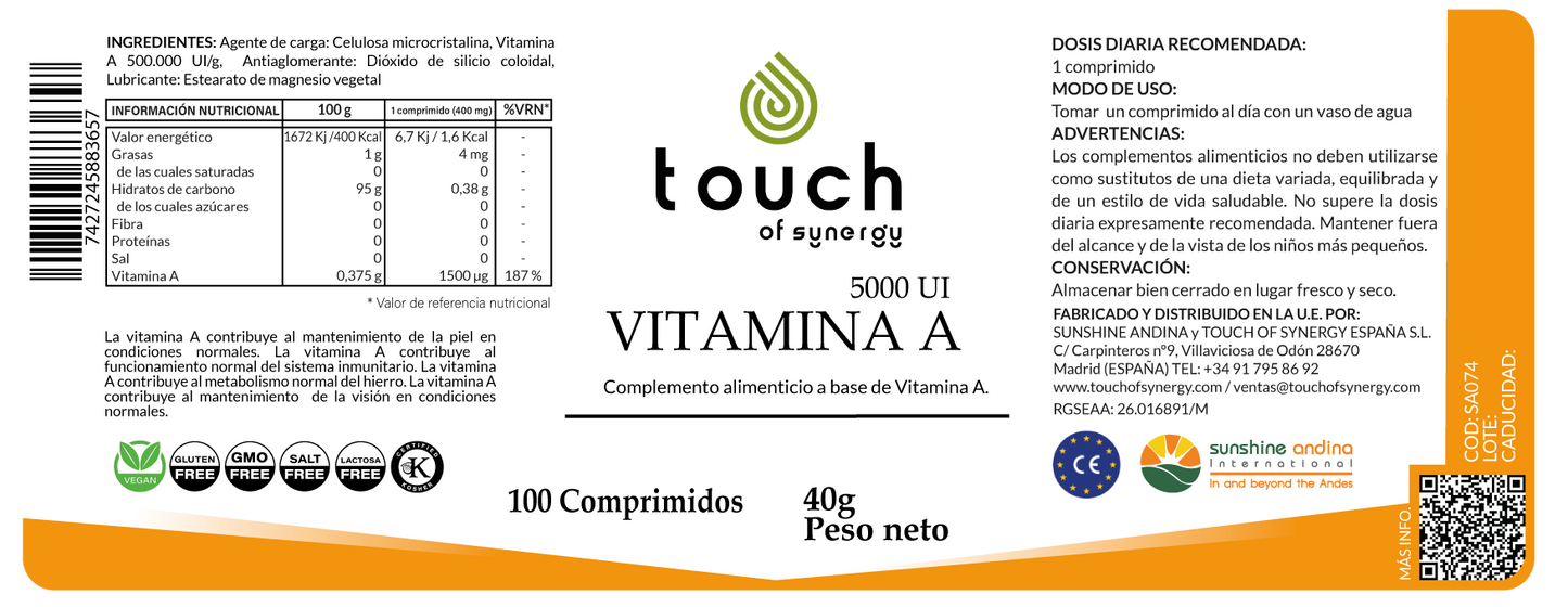 Vitamina A 5000UI - 100 comprimidos