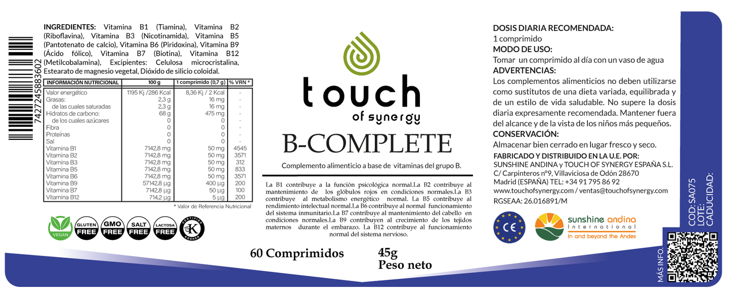 B-Complete - 60 Comprimidos (Vitaminas grupo B)