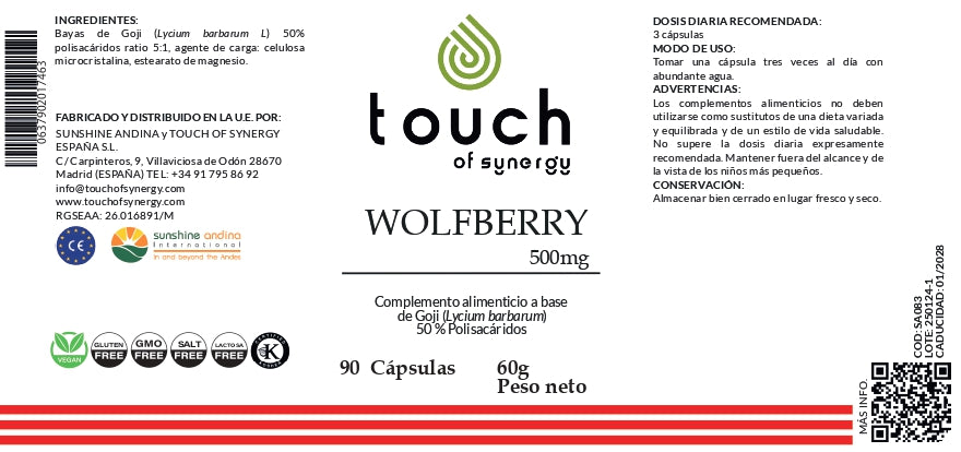 Wolfberry 500mg (GOJI), 60 cápsulas vegetales
